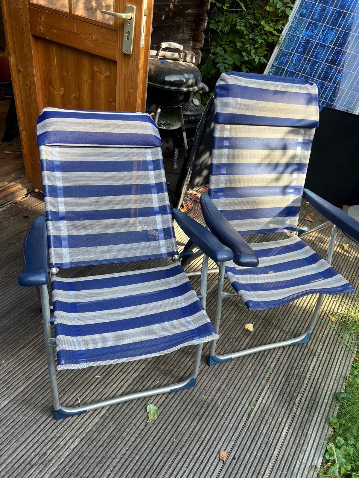 2 verstelbare tuin- campingstoeltjes lichtgewicht, Ophalen, Gebruikt, Campingstoel