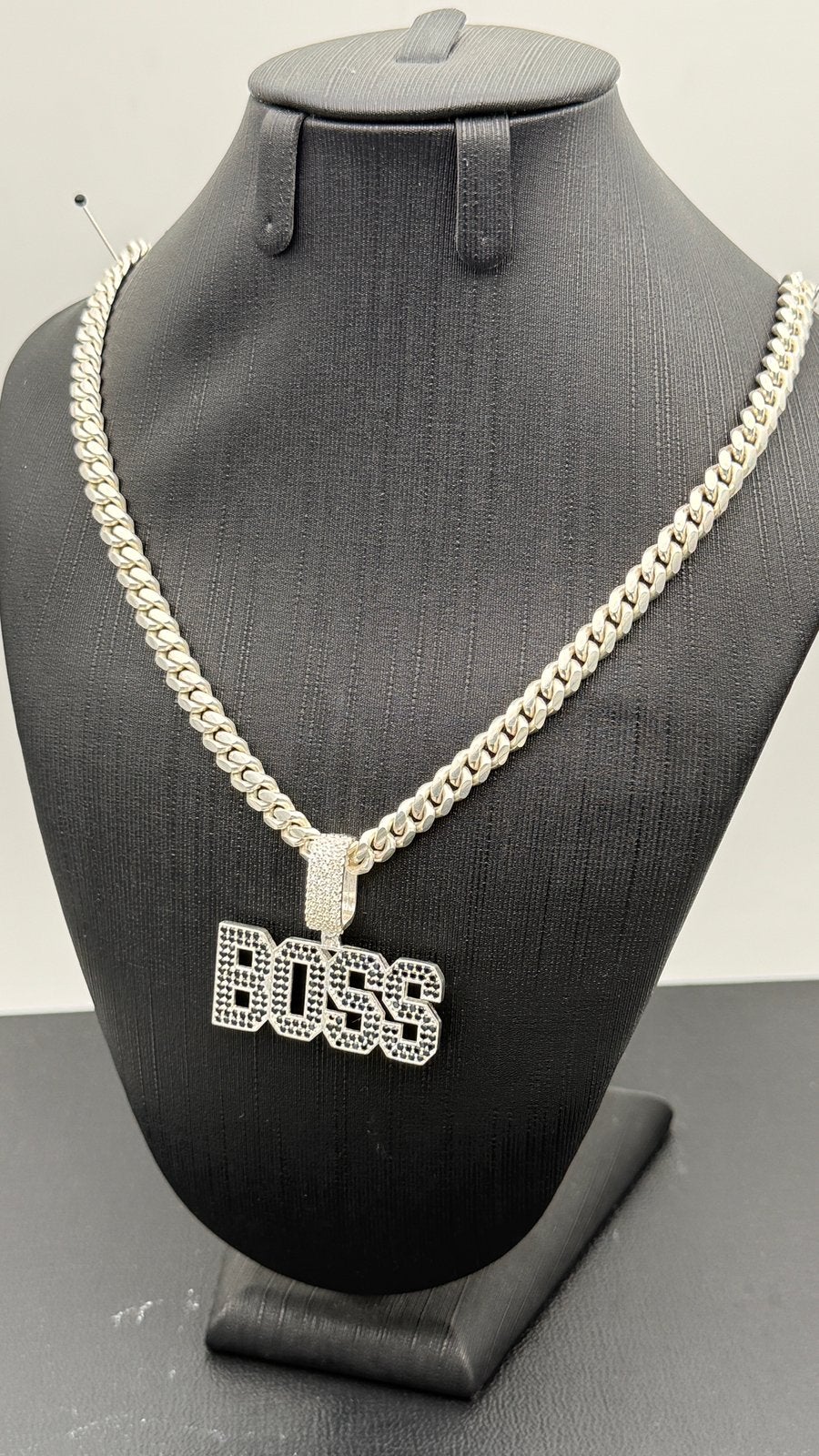 Massieve 925 zilver cuban ketting met BOSS hanger - 55 cm, Nieuw, Ophalen of Verzenden, Nvt, Nvt
