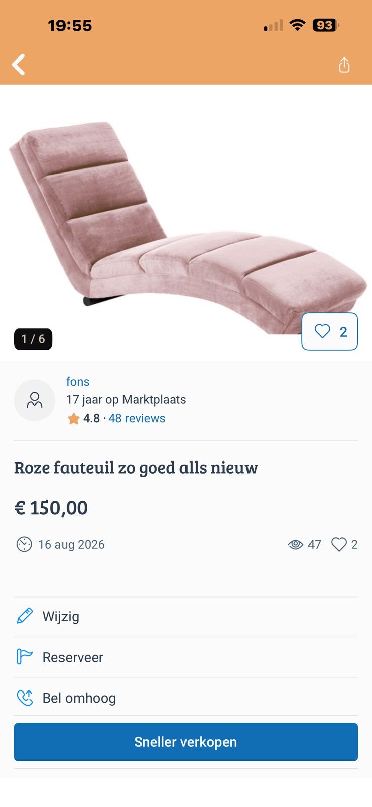 Roze  fauteuil  zgan, Ophalen of Verzenden, Nieuw