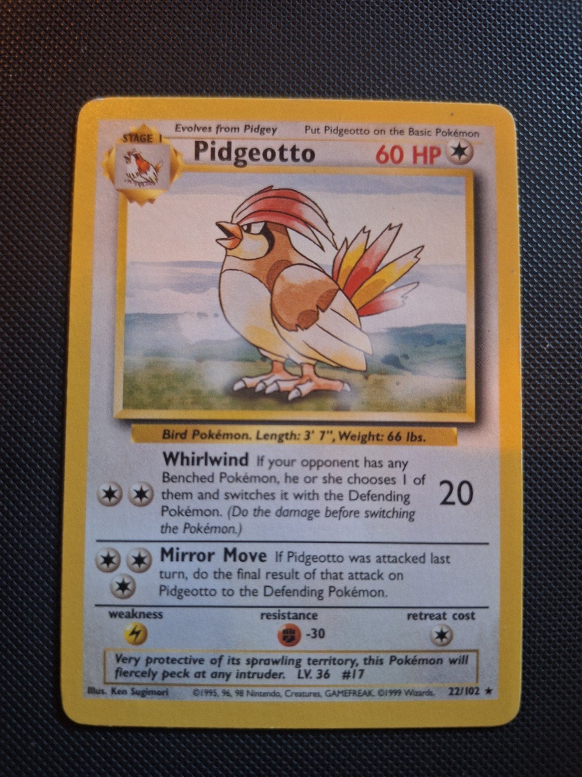Pokémon Pidgeotto  base set rare 22/102, Ophalen of Verzenden, Zo goed als nieuw
