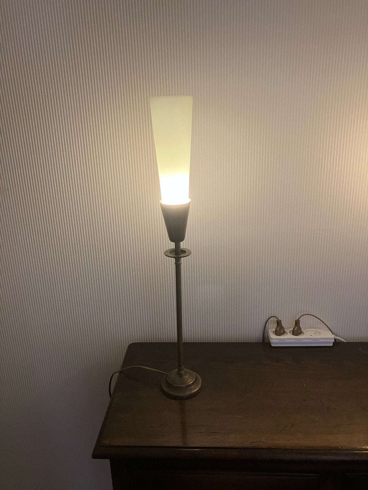 Tafellampen Set - bronskleurig met melkglazen Kap, Klassiek modern, Overige materialen, Gebruikt, 50 tot 75 cm