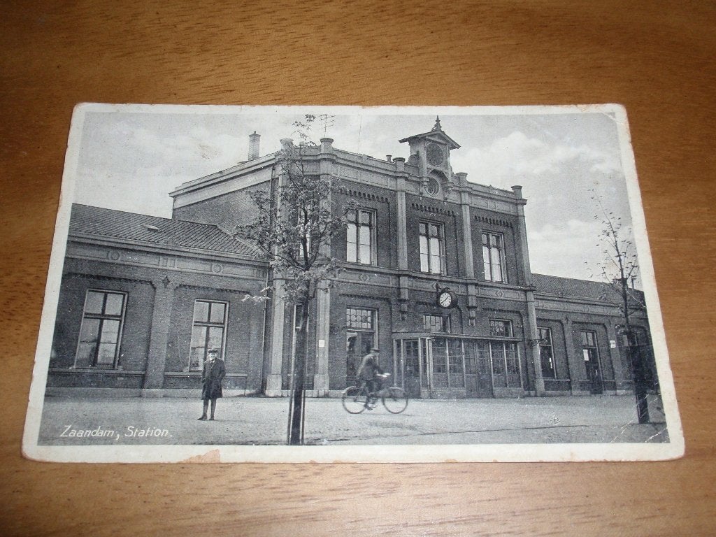 ( Gebreken ) Station Zaandam, Verzamelen, Ansichtkaarten | Nederland, Verzenden, 1920 tot 1940, Gelopen, Noord-Holland