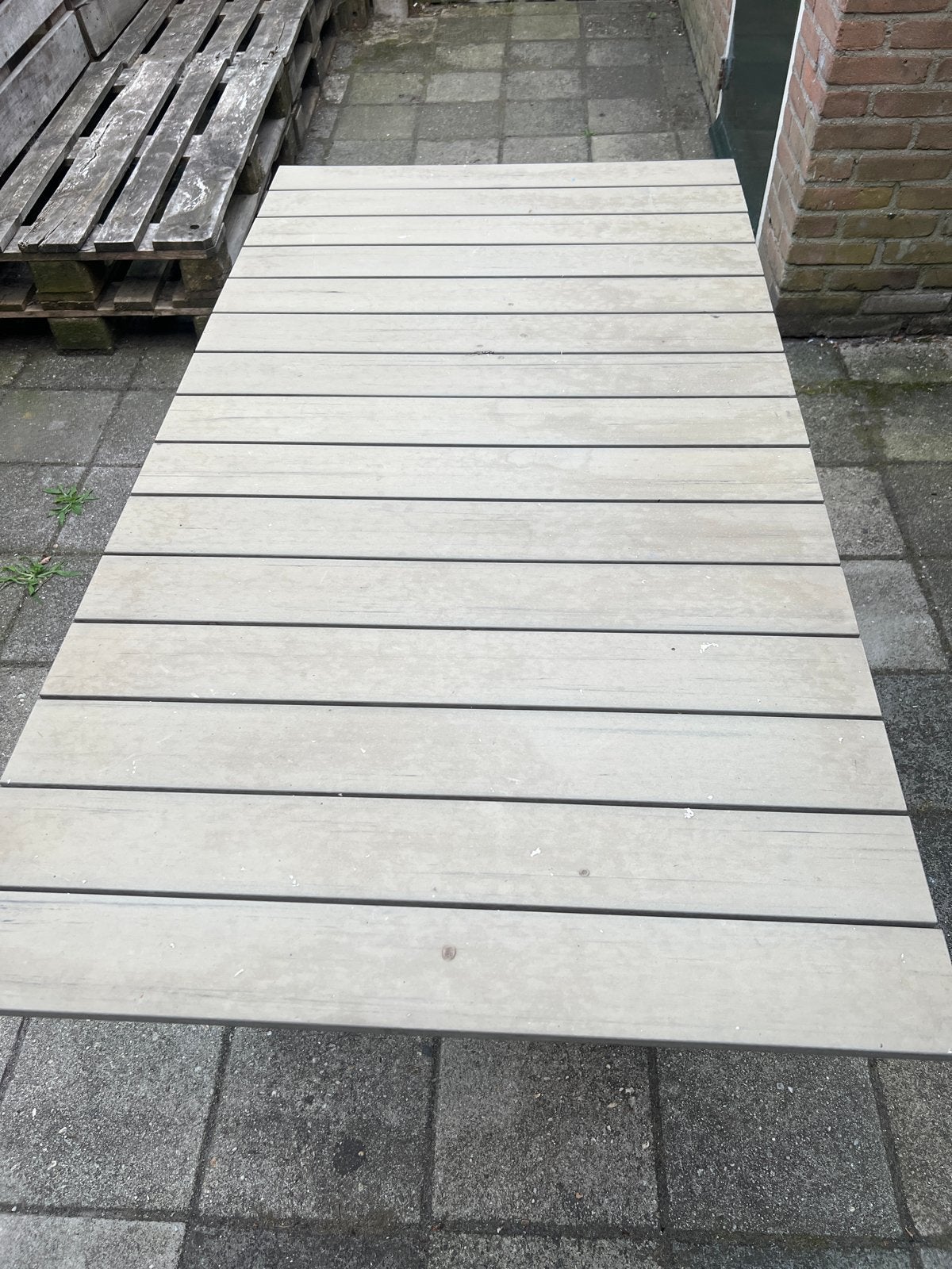 Kunststof tuintafel 150x80 cm met lichte schade, Tuin en Terras, Tuintafels, Ophalen, Gebruikt, Rechthoekig, Kunststof