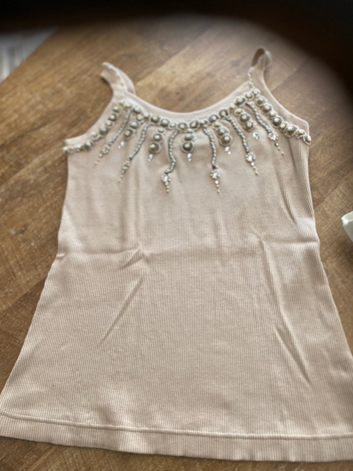 Top, Ophalen of Verzenden, Zo goed als nieuw, Beige, Zonder mouw