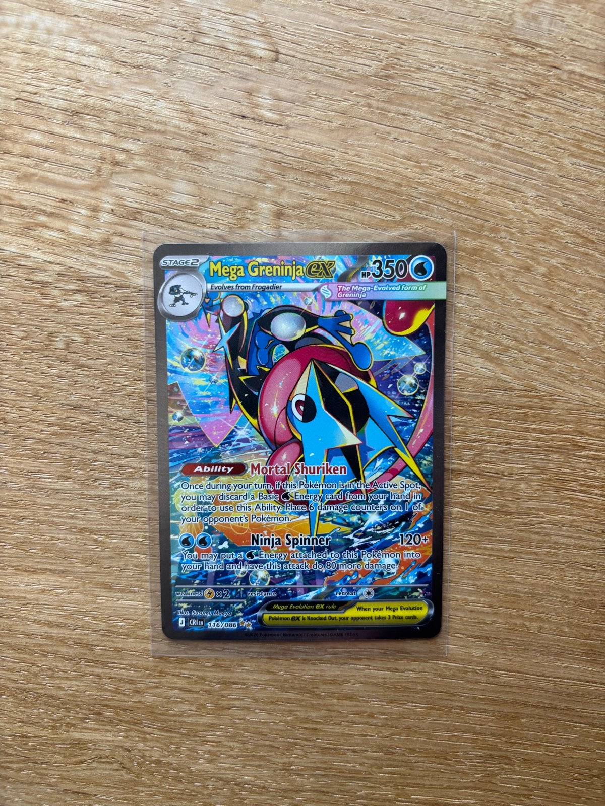 Mega Greninja EX Pokémon Kaart - Zeldzaam, Ophalen of Verzenden, Zo goed als nieuw, Losse kaart, Foil