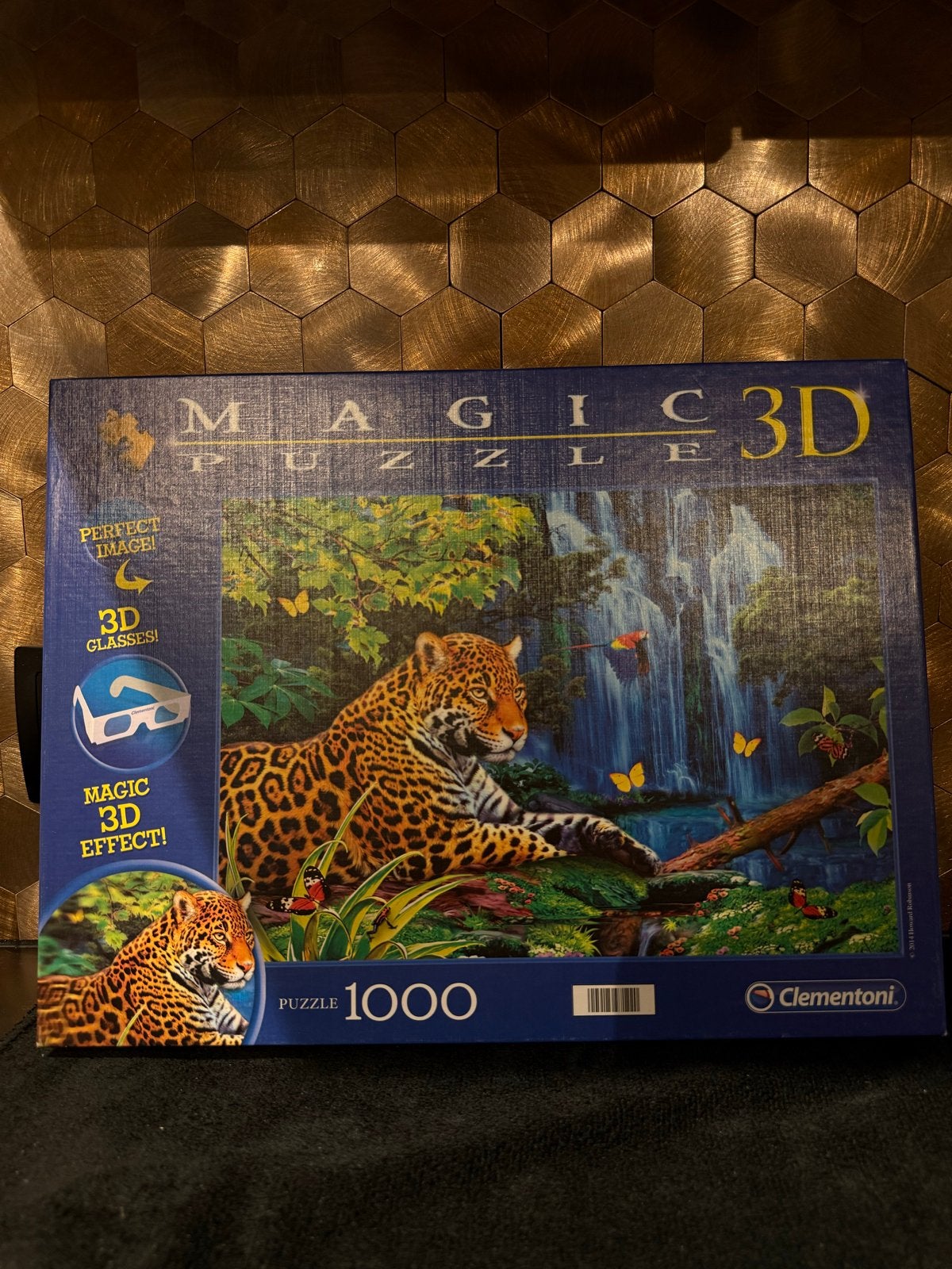 Clementoni Magic 3D Puzzel - Jaguar in de jungle (1000 stukj, Ophalen of Verzenden, 500 t/m 1500 stukjes, Zo goed als nieuw, Legpuzzel