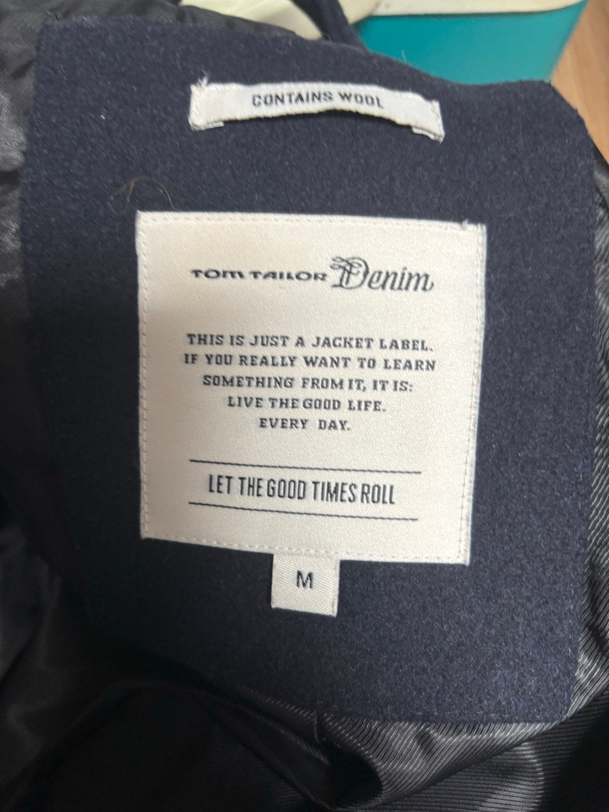 Tom Tailor Denim Wollen Jas - Maat M, Ophalen of Verzenden, Zo goed als nieuw, Maat 48/50 (M), Blauw