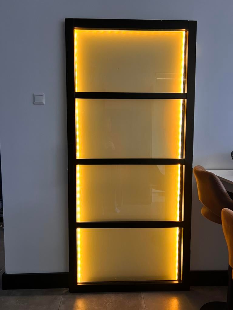 STAAL LOOK ZWARTE MASSIEF HOUTEN BINNENDEUR DEUR HELDER GLAS, Ophalen, 80 tot 100 cm, Binnendeur, Zo goed als nieuw