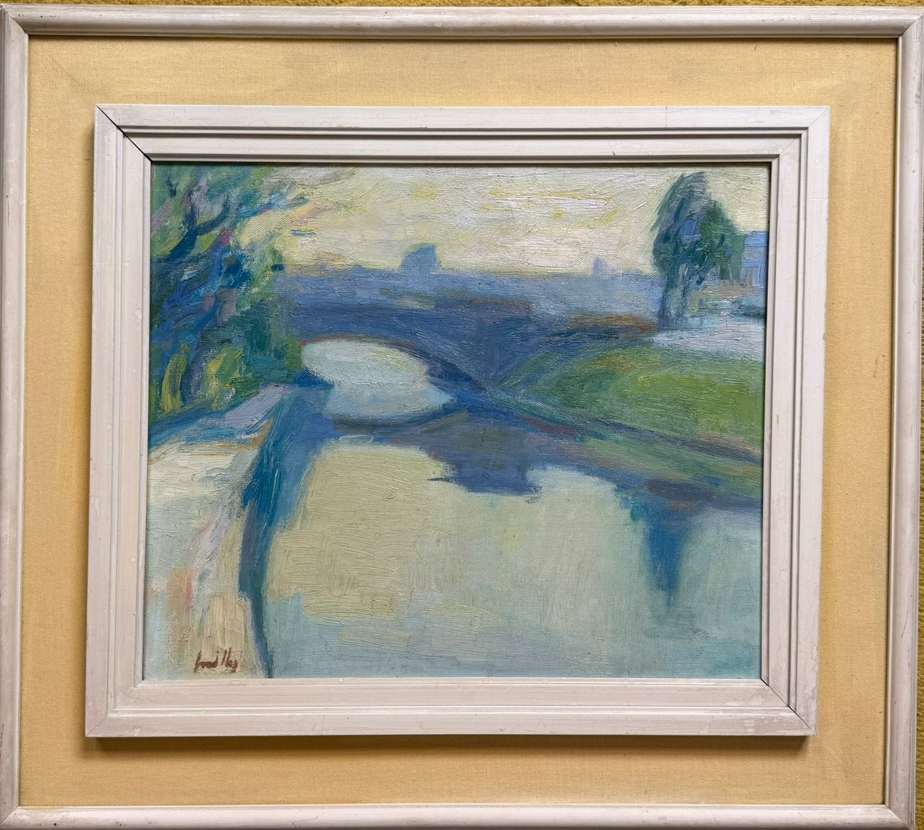 Arnold Smith (1905-1995) Gracht in Den Haag 1955/56, Ophalen, Doek, Impressionistisch, Olieverf