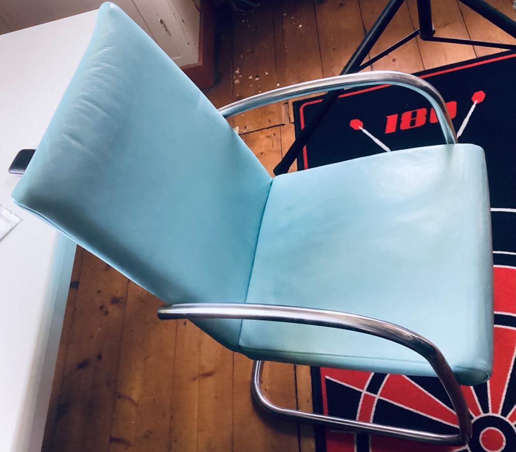 Stoelen lichtblauw, Ophalen, Gebruikt, Blauw, Leer
