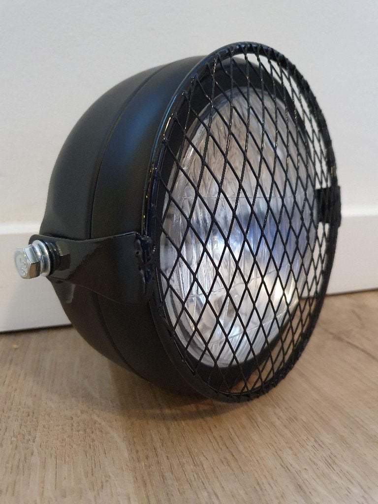 Koplamp zwart caferacer bobber scrambler + rooster, Motoren, Ophalen of Verzenden, Nieuw