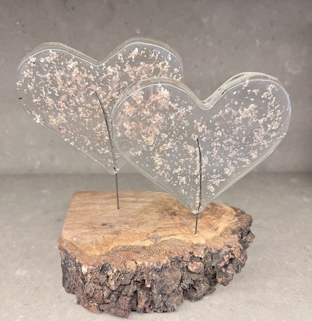 Glasfusing hart hart hout goud vlokken glas, Hobby en Vrije tijd, Ophalen of Verzenden, Nieuw