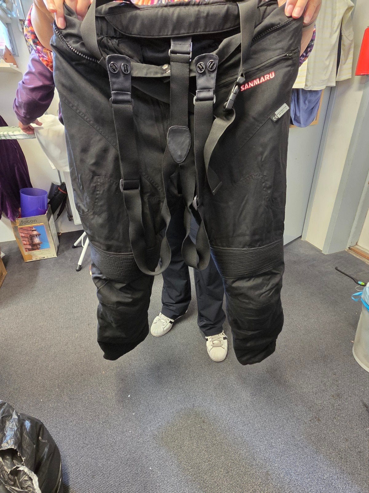Sanmaru Motorbroek Textiel Zwart K3XL met Bretels, Motoren, Heren, Ophalen of Verzenden, Sanmaru, Broek | textiel