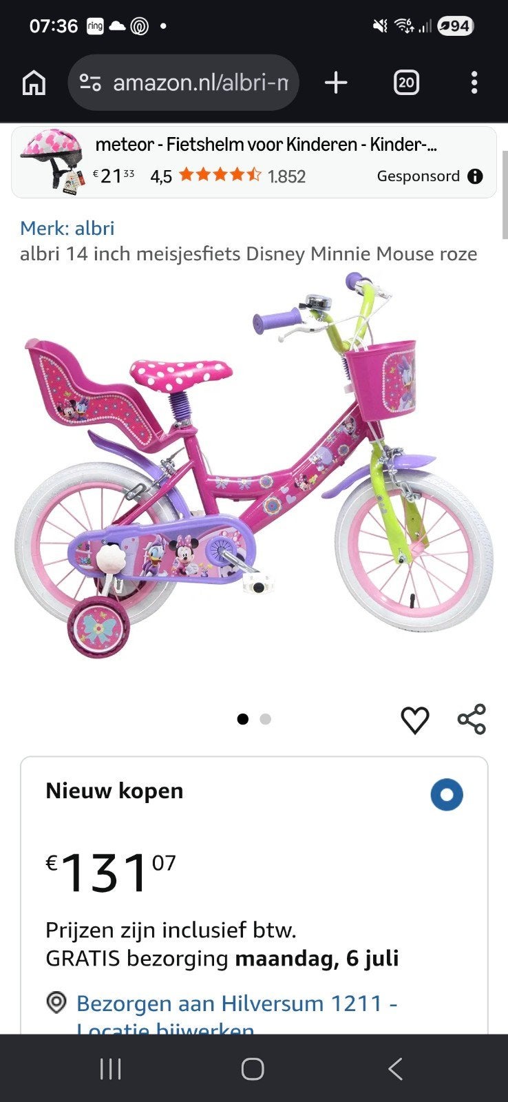 Kinderfiets te koop!, Ophalen of Verzenden