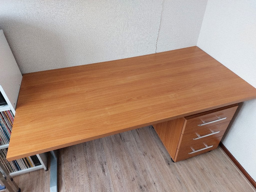 Bureau met ladeblok, 160 cm, Gebruikt, Hout, Overige merken