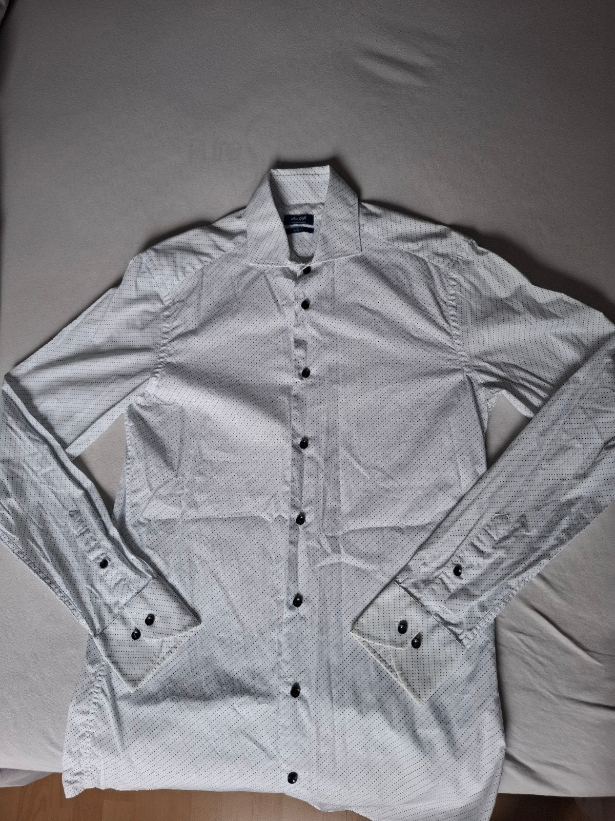 Van Gils Slim Fit overhemd met stippen, maat 37 (S), Kleding | Heren, Overhemden, Halswijdte 38 (S) of kleiner, Wit, Zo goed als nieuw