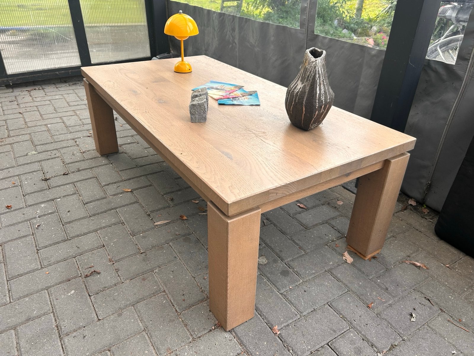Massief eiken salon tafel - Zeer goede staat, Ophalen, 100 tot 150 cm, Eikenhout, 50 tot 100 cm