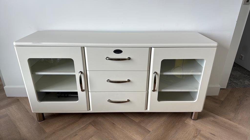 Malibu retro tv meubel van de trendhopper (wit/creme), Ophalen, Gebruikt, 100 tot 150 cm, Minder dan 100 cm