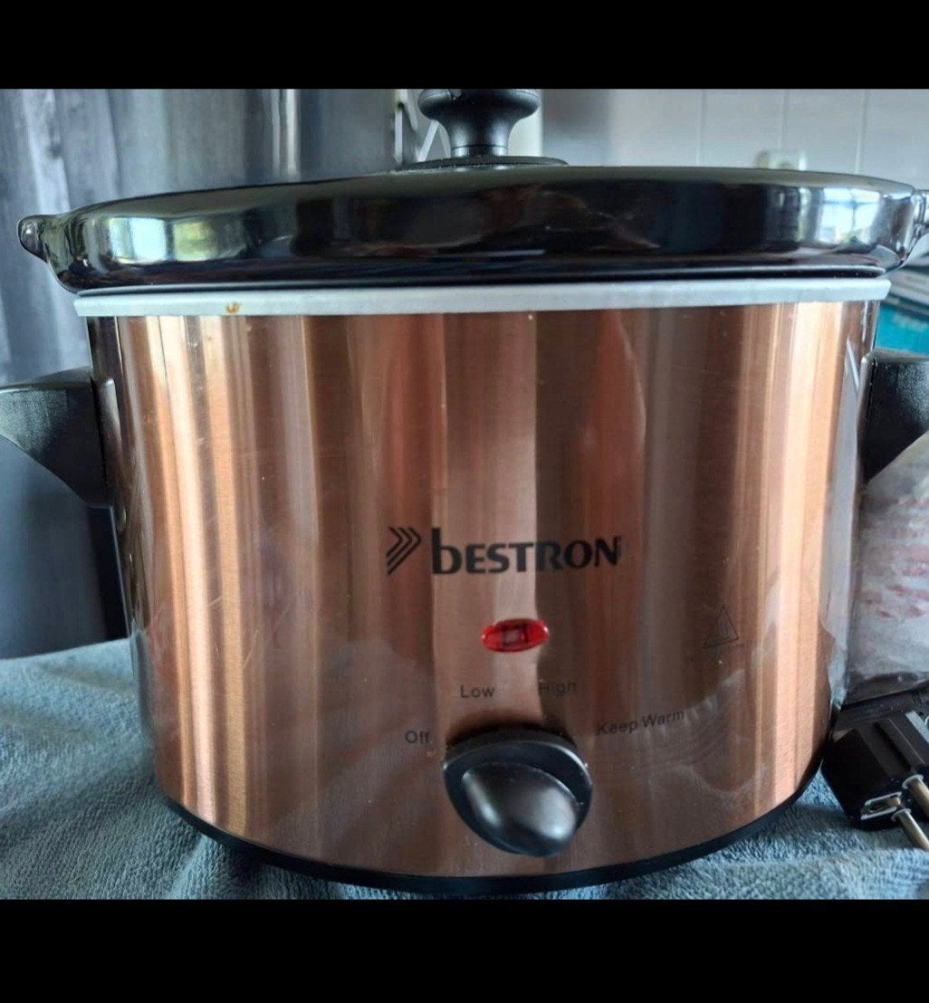 Bestron Slowcooker 3,5 liter - Koperkleurig, Ophalen of Verzenden, Vaatwasmachinebestendig, Zo goed als nieuw