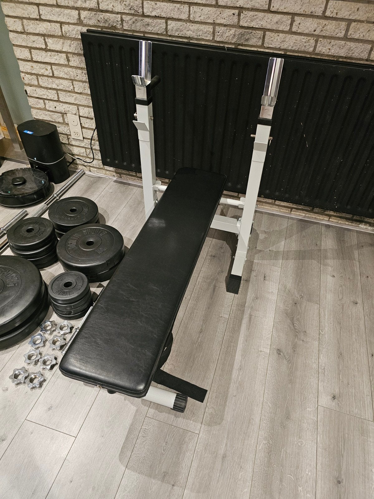 Complete Halterset met Fitnessbank en Gewichten, Ophalen, Gebruikt, Rug, Halterset