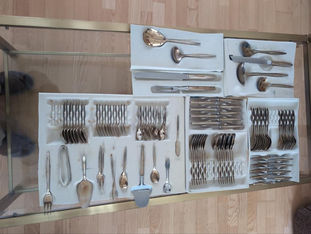 Gero Zilvium Parelrand Verzilverd Bestekset, Antiek en Kunst, Ophalen of Verzenden