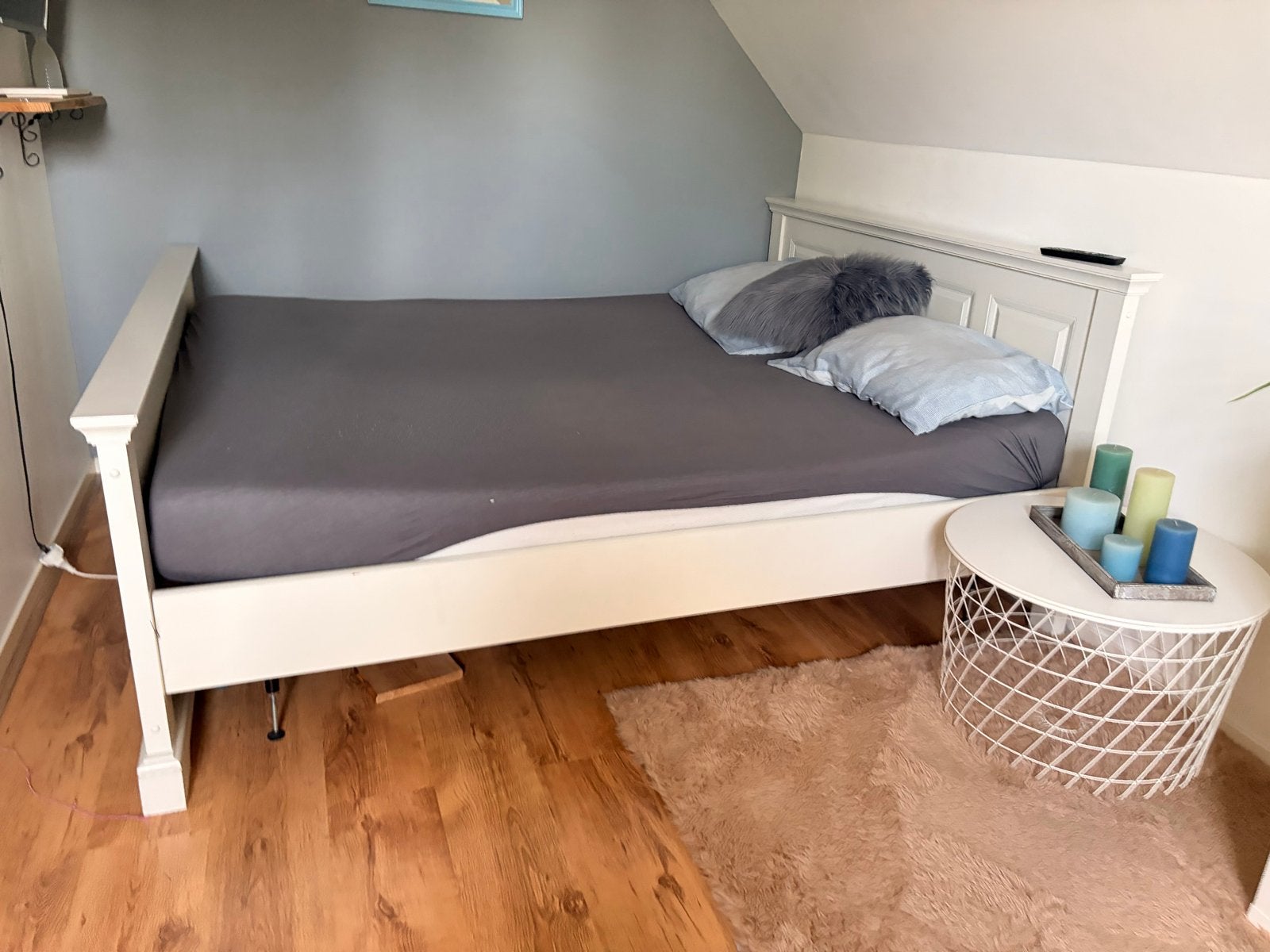 Elektrisch verstelbaar bed 160x200 met matras, Ophalen, Wit, Tweepersoons, 200 cm