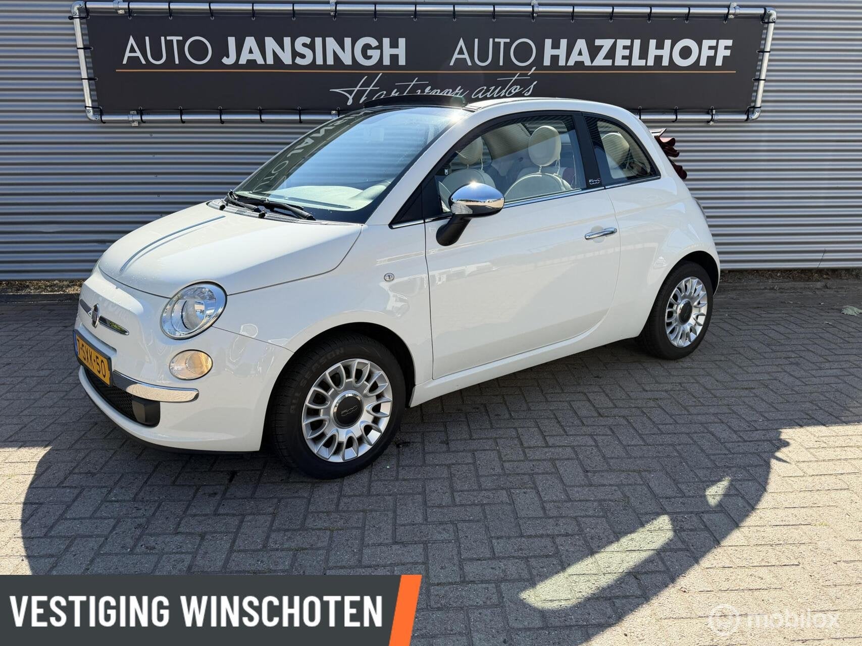Fiat 500 1.0 TwinAir Pop Cabrio! | Airco | LM Velgen | PDC A, Stof, Gebruikt, Cabriolet, Wit