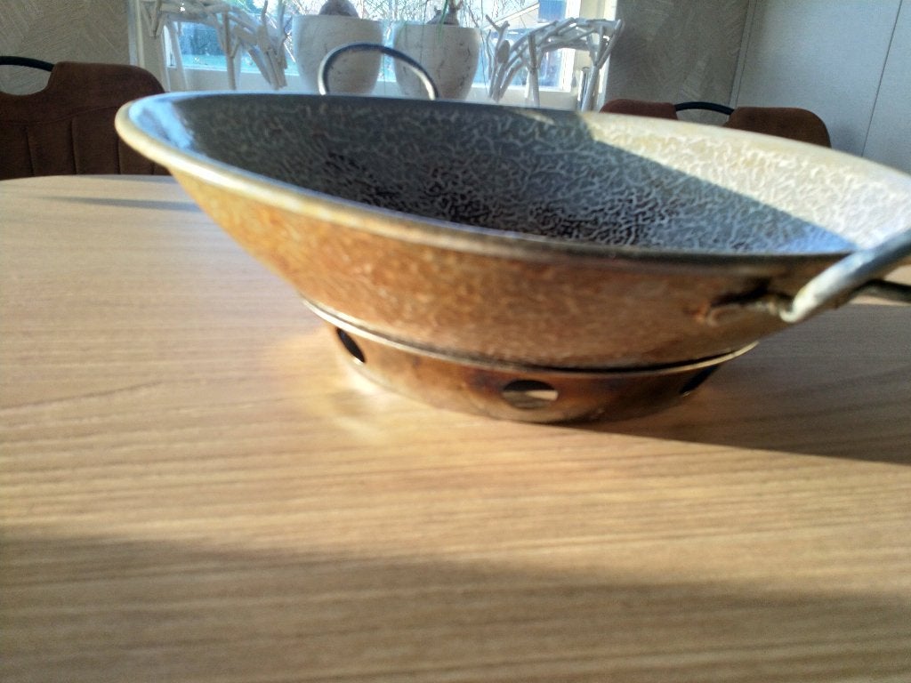 Oude wokpan met ring, Ophalen of Verzenden, Gebruikt, Gietijzer, Wok