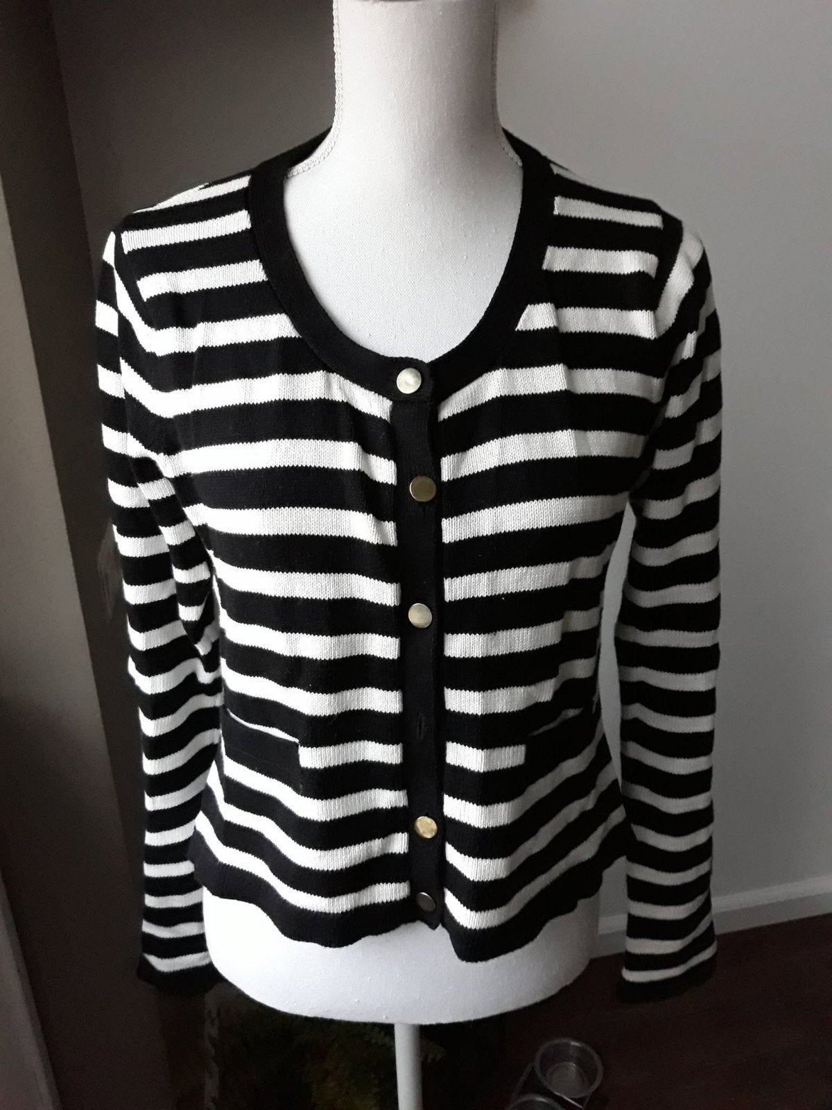 Vest zwart/wit gestreept mt. S 100% KATOEN., Kleding | Dames, Truien en Vesten, Ophalen of Verzenden, Nieuw, Maat 36 (S), Zwart