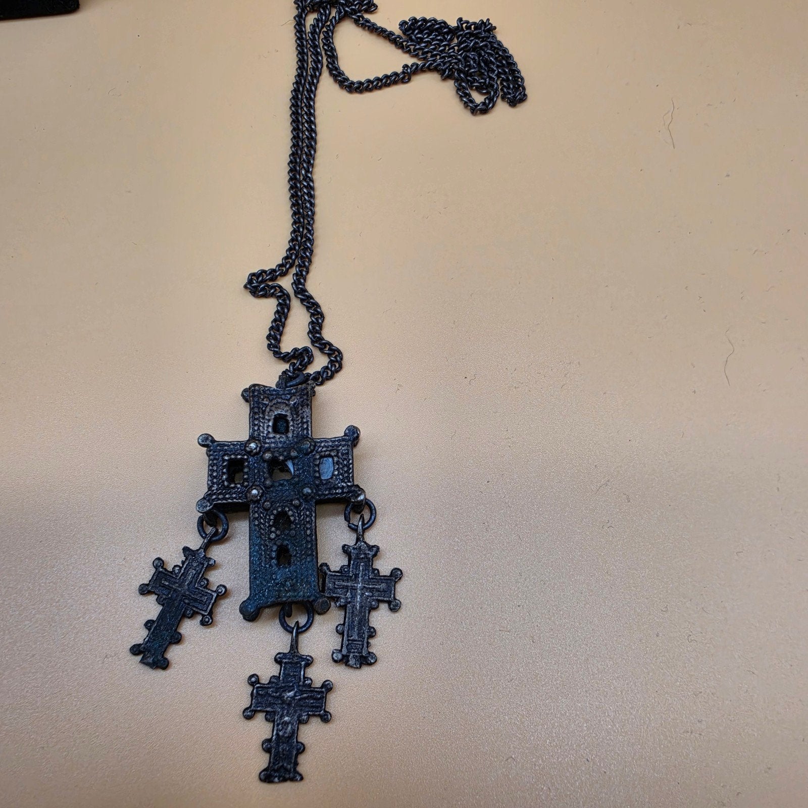 Antiek Messing Reliquiënkruis (Caravaca / Yalalag sti, Ophalen of Verzenden