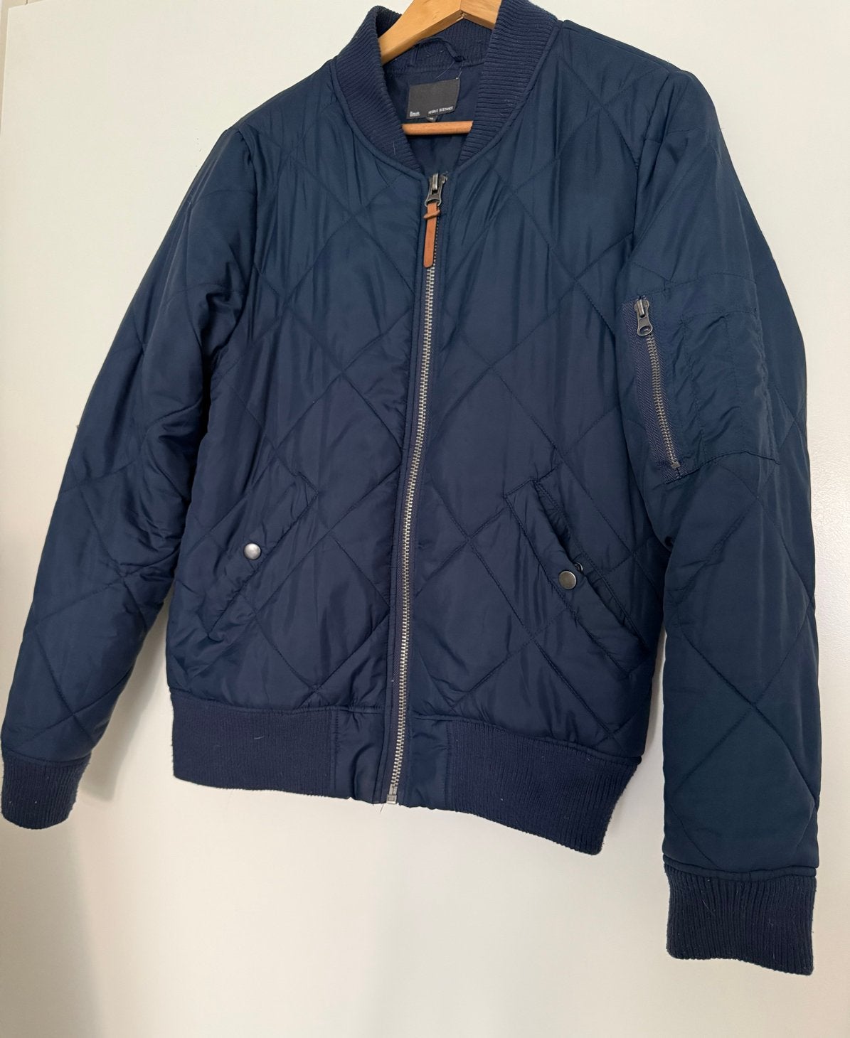 Donkerblauwe gewatteerde bomberjack - Maat M, Ophalen of Verzenden, Zo goed als nieuw, Maat 48/50 (M), Blauw