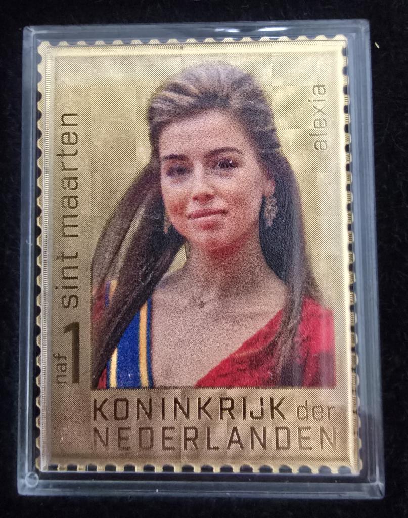 Gouden postzegel prinses Alexia (Sint Maarten), Postzegels en Munten, Postzegels | Nederland, Ophalen of Verzenden, Na 1940, Postfris