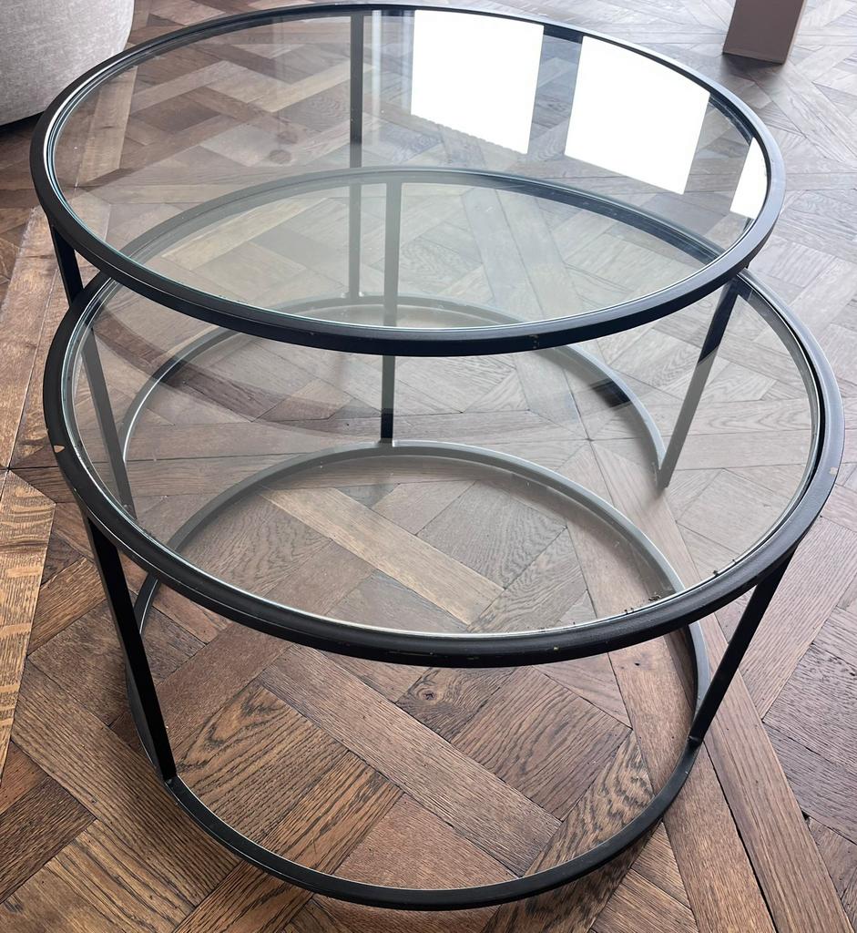 2 salontafels Duarte van Light&Living - glas en metaal, Ophalen, Gebruikt, 50 tot 100 cm, Rond