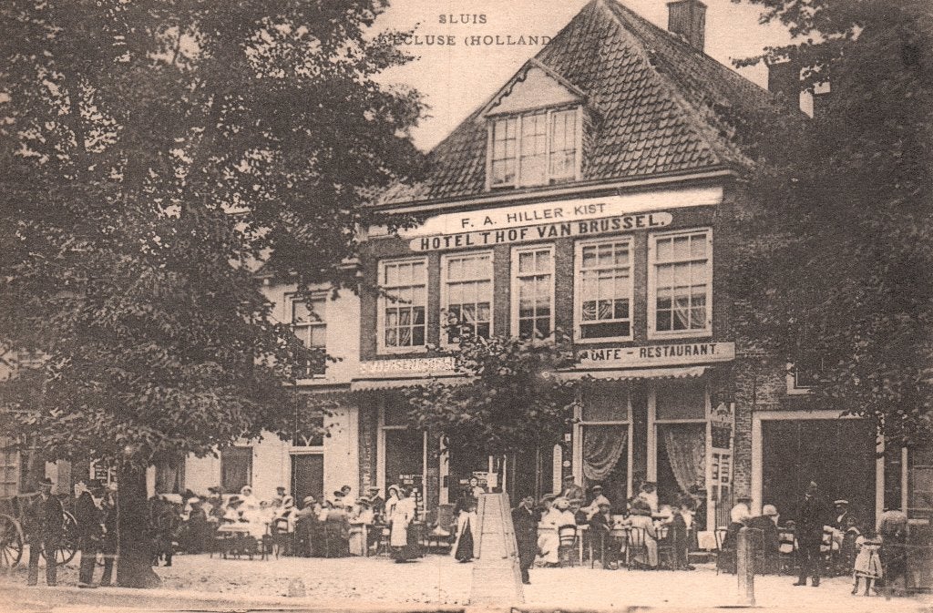 Sluis, hotel t hof van Brussel  129140, Ophalen of Verzenden, Voor 1920, Ongelopen, Zeeland