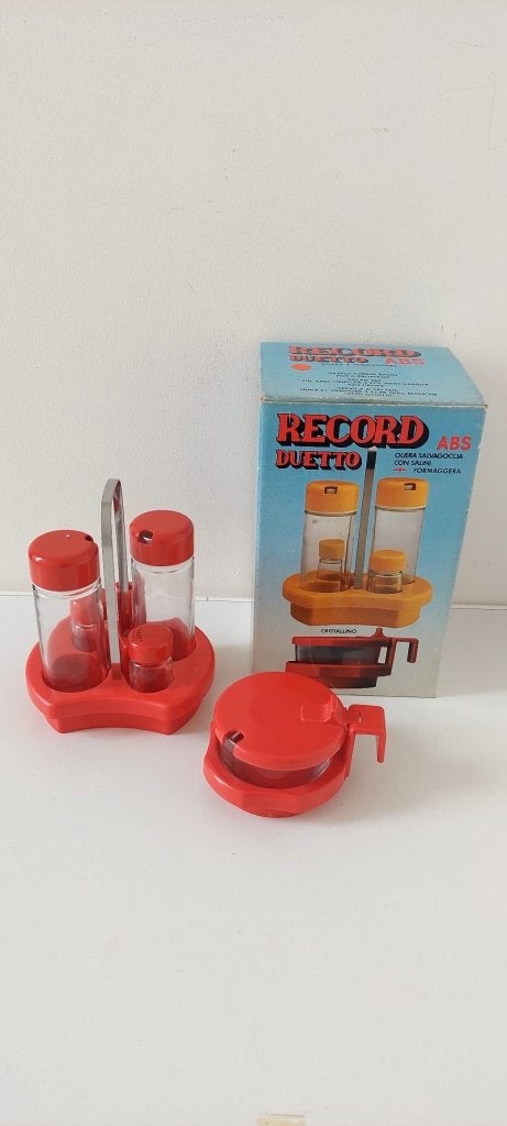 Vintage Record Duetto  Menage Set – Space Age Rood Jaren 70, Ophalen of Verzenden, Huis en Inrichting