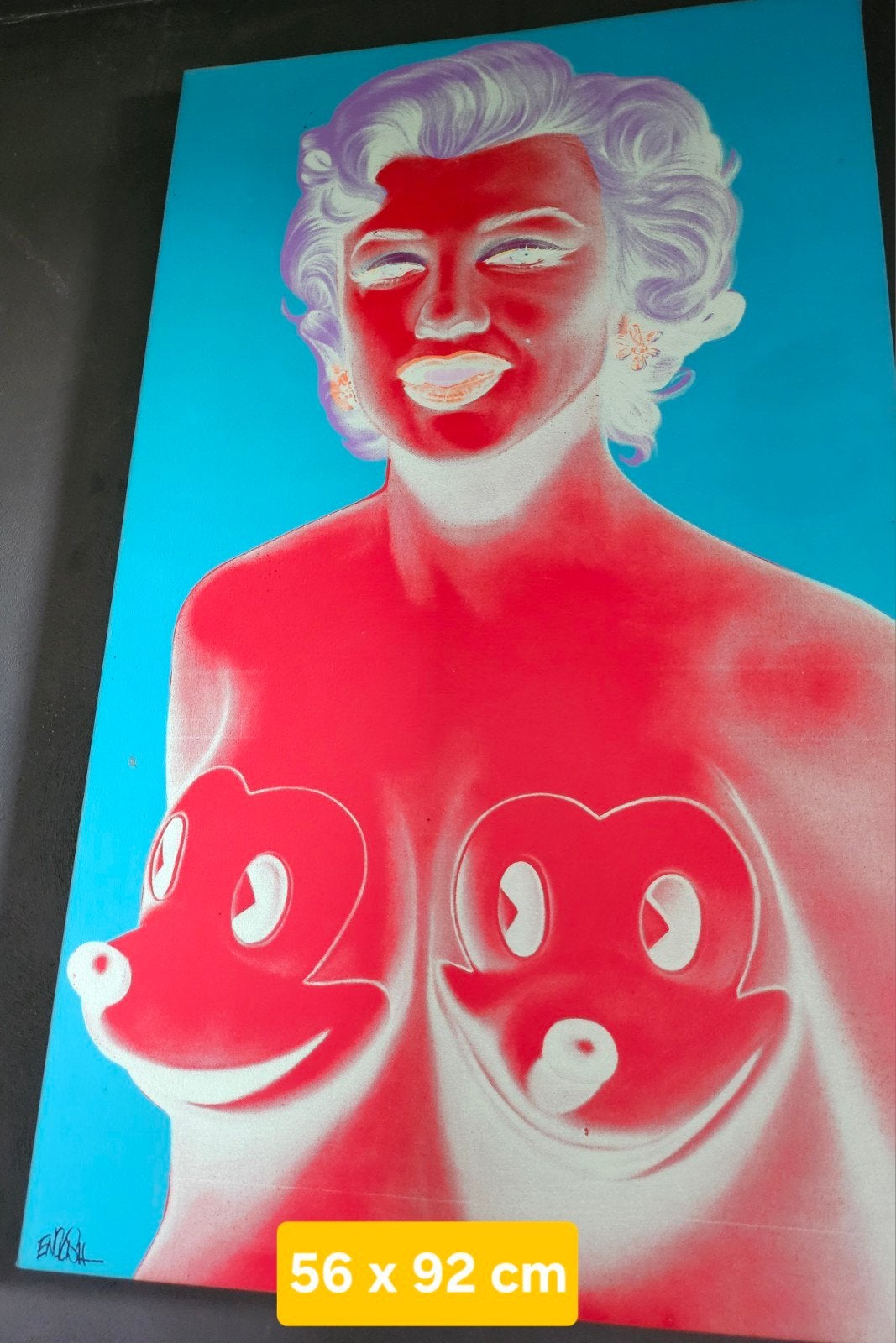Ron English Pop Art origineel & zeefdrukken, Ophalen, Handgeschilderd, Textiel, Figuren