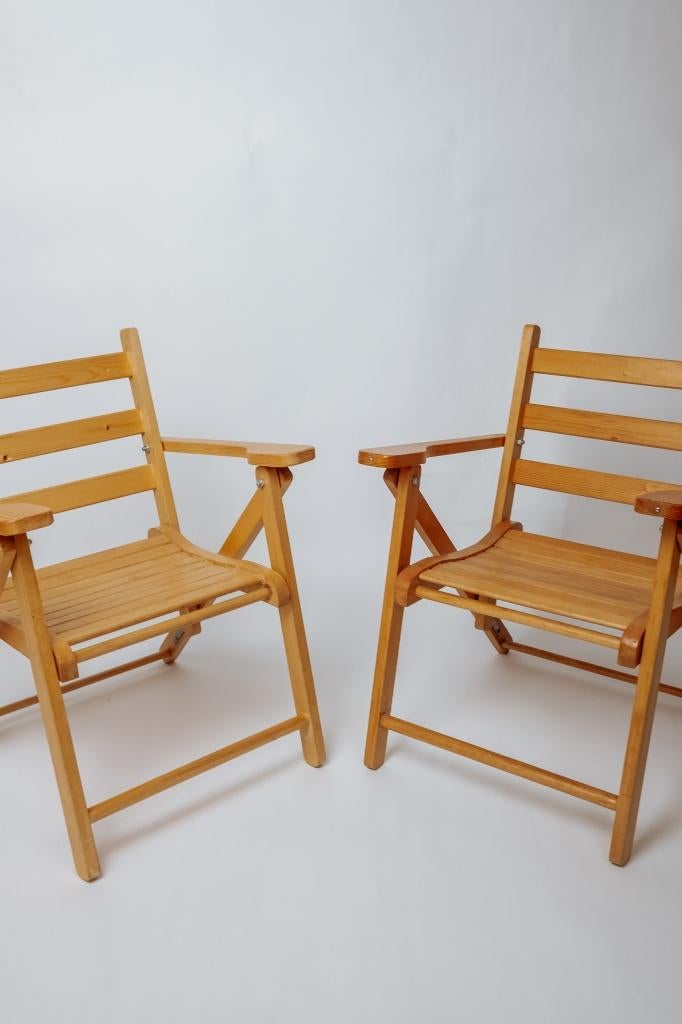 Set van 2 vintage houten kinder klapstoeltjes, -, -, Ophalen of Verzenden, Zo goed als nieuw
