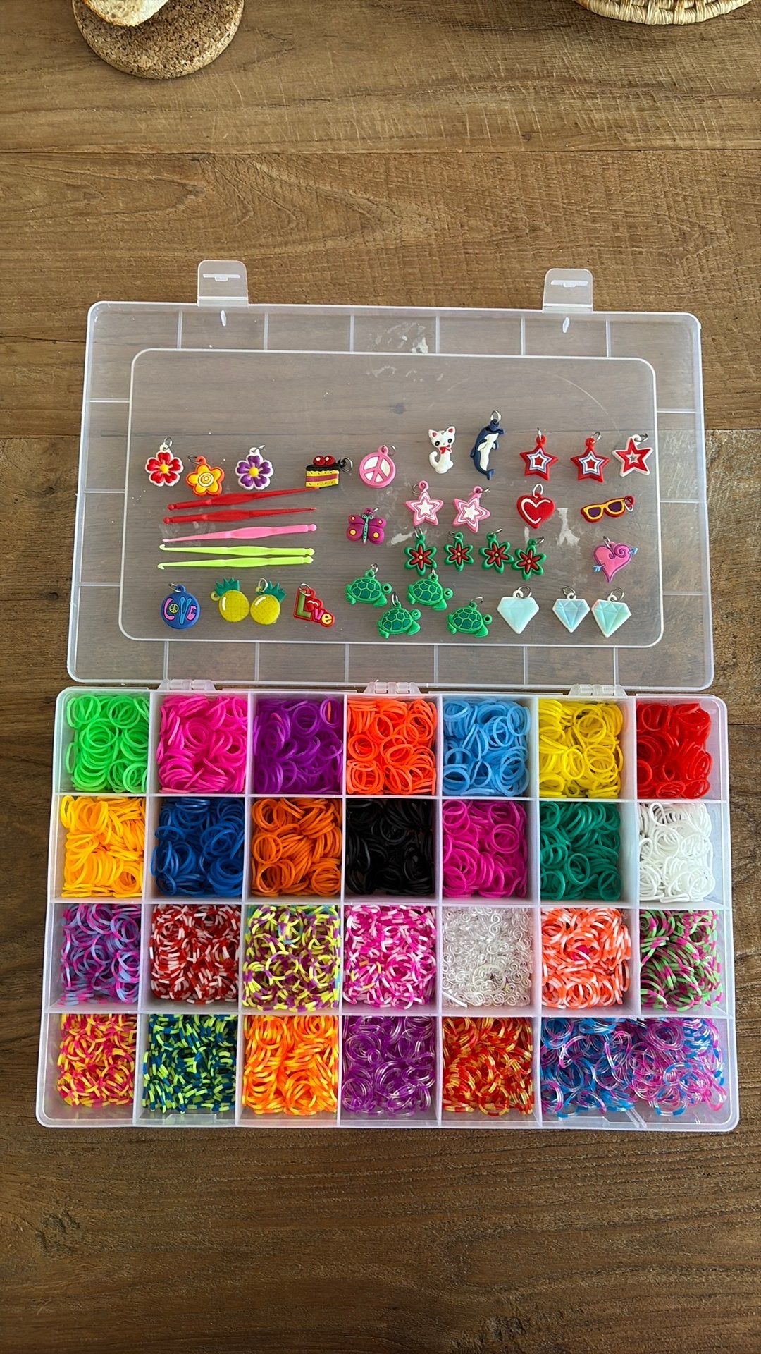 Loom elastiekjes met bedels, haaknaalden en sluitinkjes, Ophalen of Verzenden