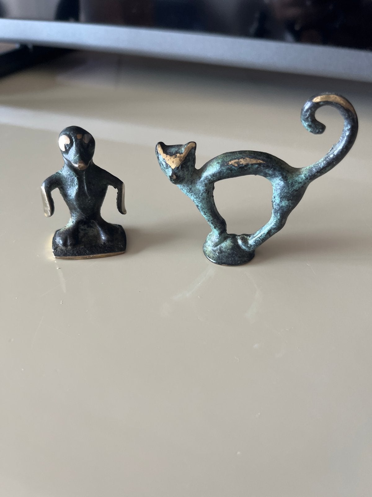 2 bronzen beeldjes van Walter Bosse uit nalatenschap, Antiek en Kunst, Minder dan 20 cm, Ophalen of Verzenden, Beeld, Bruin