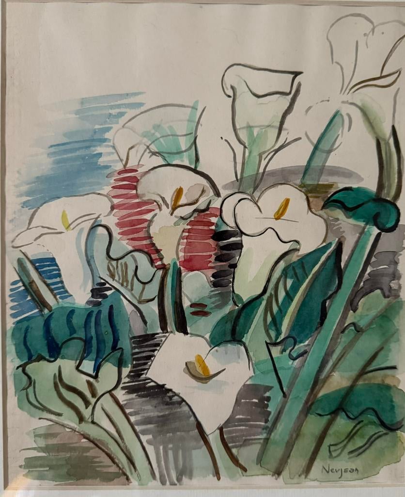 Arnold Barnard Neujean (1887-1959) - Wilde bloemen, Antiek en Kunst, Kunst | Litho's en Zeefdrukken, Ophalen of Verzenden
