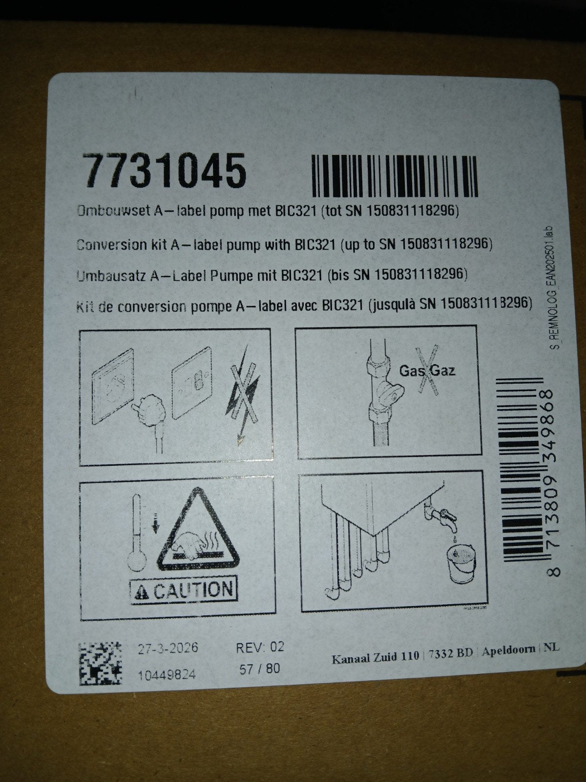 Remeha pomp ombouwset naar A-label pomp (BIC321), Ophalen of Verzenden, Nieuw, Overige typen