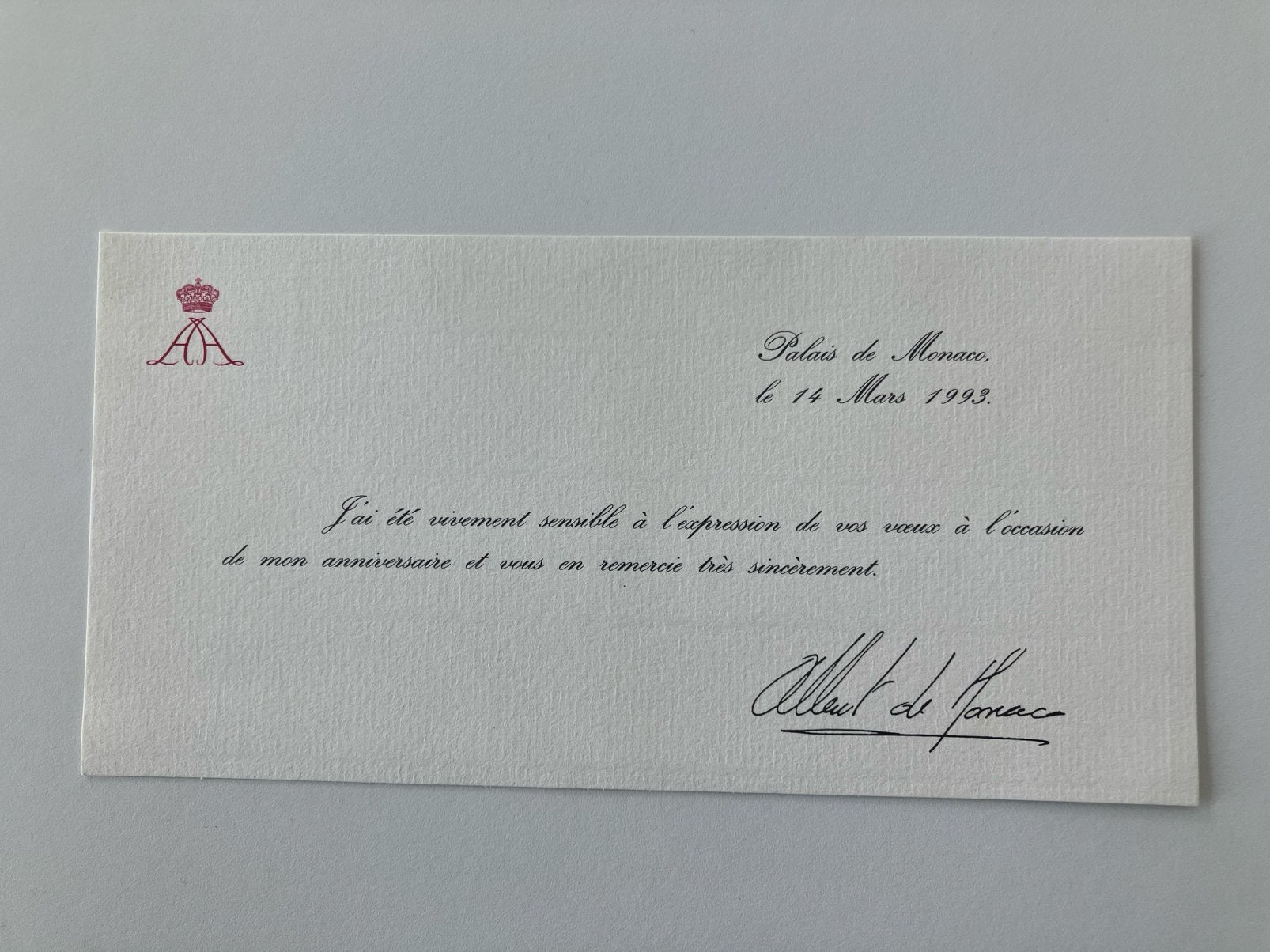 35e verjaardag Prins Albert van Monaco 1993, Verzenden, Nieuw, Kaart, Foto of Prent