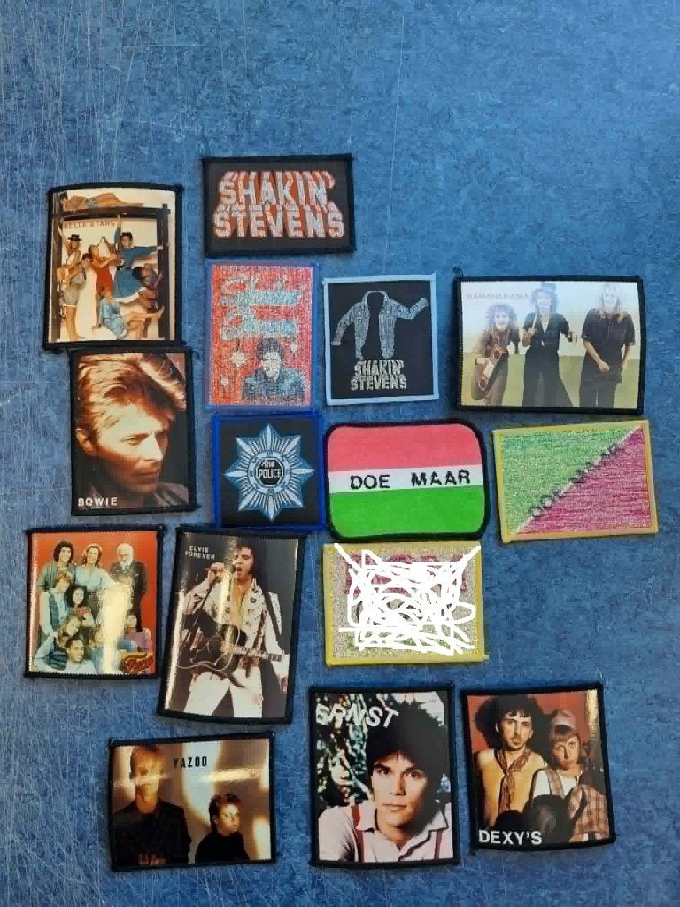 Vintage patches 70s/80s. Doe Maar, Bowie, Elvis, Police etc., Verzamelen, Muziek, Artiesten en Beroemdheden, Ophalen of Verzenden
