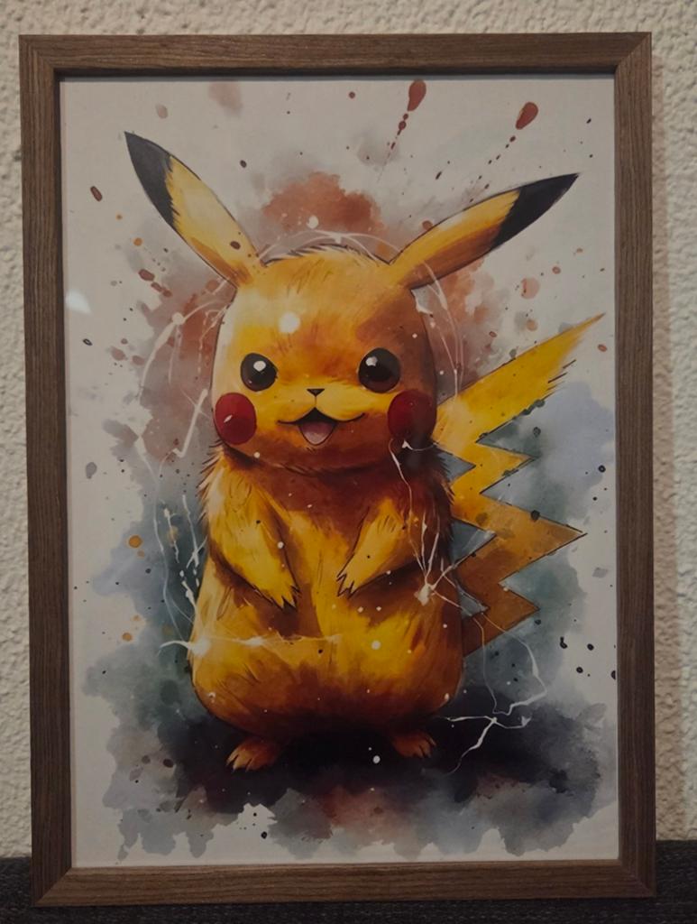 A4 Pikachu Poster voor de Pika Lovers, Rechthoekig Staand, Met lijst, A4 of kleiner, Nieuw
