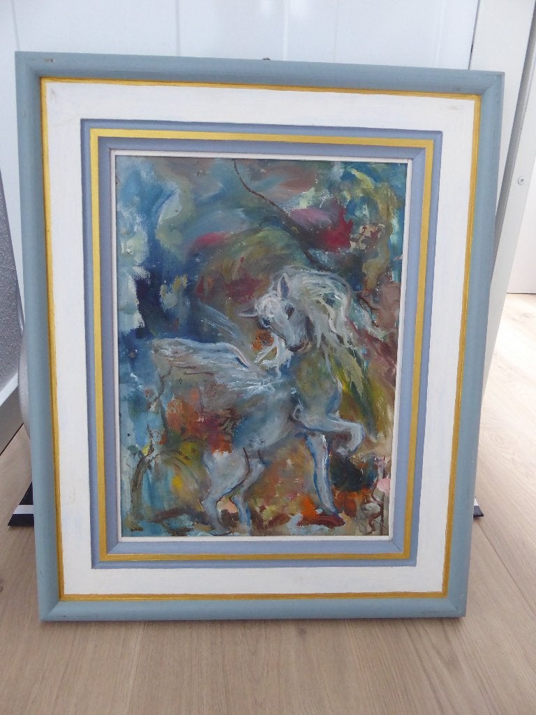 Schilderij - Pegasus - Origineel schilderij - kunst, Overige stijlen, Overige ondergronden, Ophalen of Verzenden, Origineel werk