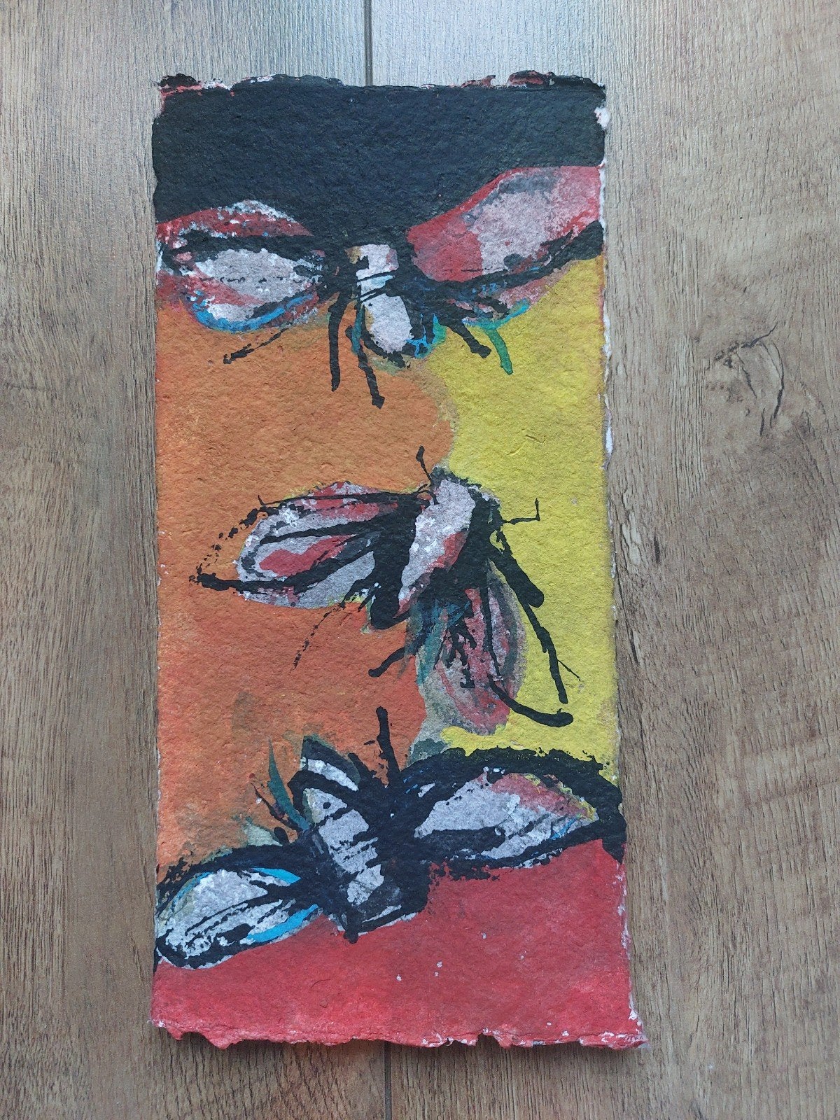 Modern schilderij - zonder titel - C Pelrine, Papier/karton, Ophalen of Verzenden, Dieren, Gesigneerd