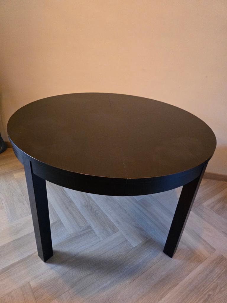 Ronde uitschuifbare eettafel - Zwart, Huis en Inrichting, Tafels | Eettafels, Gebruikt, Rond, Ophalen of Verzenden, Modern