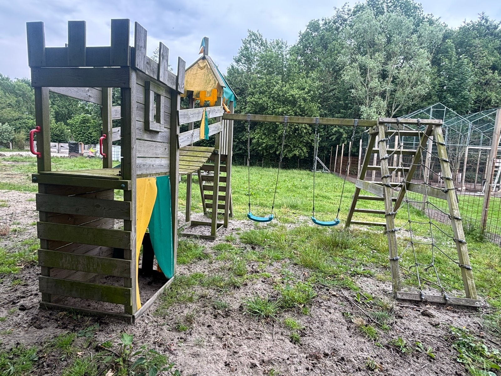 Groot Viking klimtoestel met glijbaan en schommels, Ophalen, Gebruikt, Glijbaan