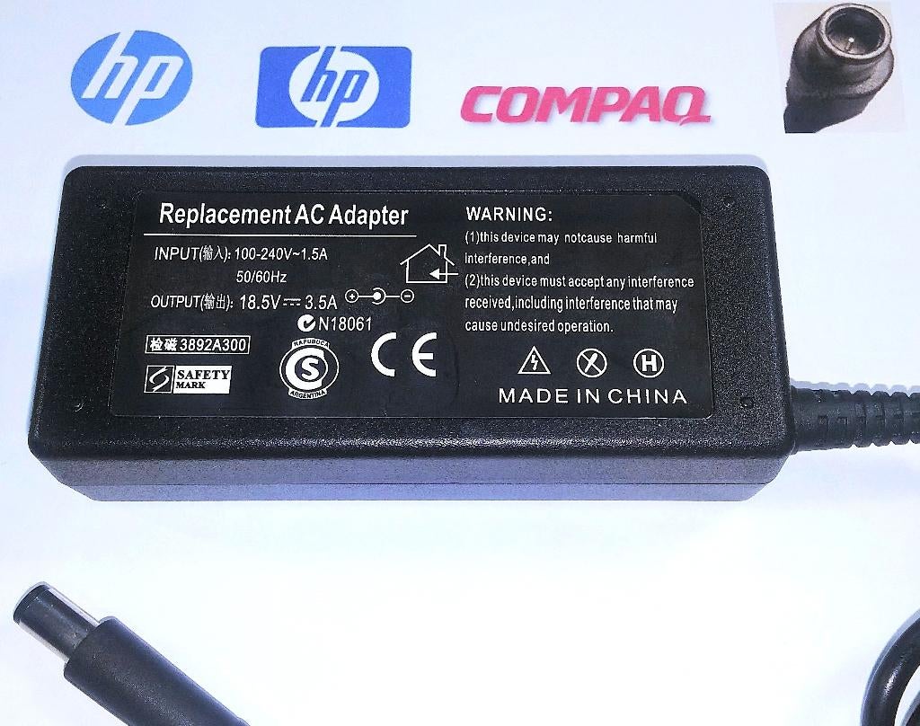 HP 18.5V 3.5A 65W Replacement Adapter 7.4x5.0mm 463552-001, Ophalen of Verzenden, Zo goed als nieuw, HP Adapter