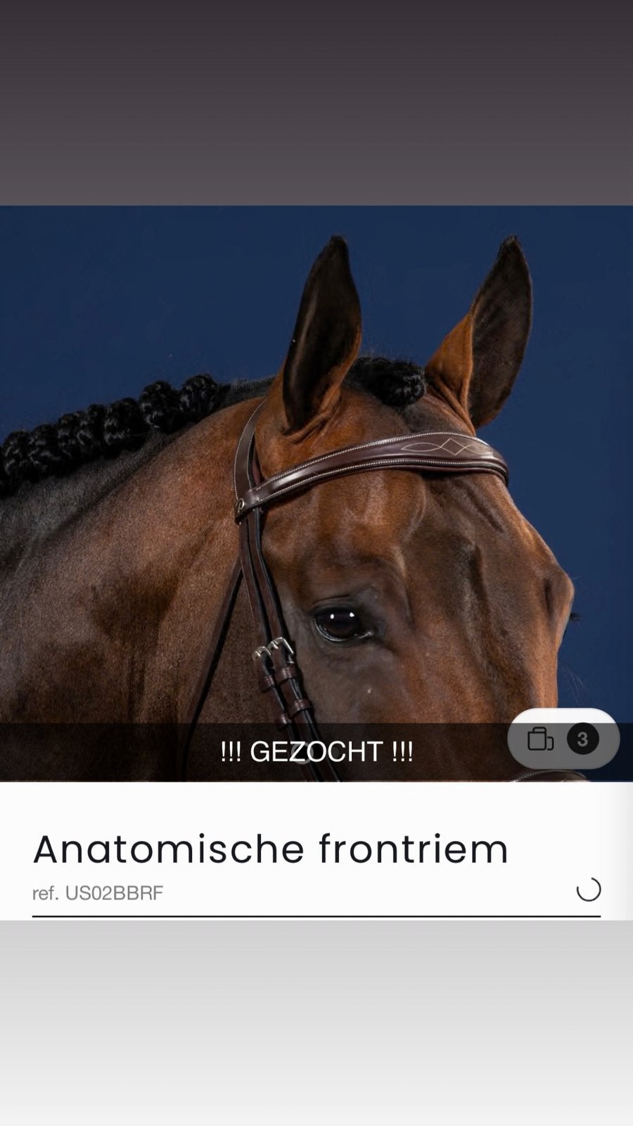 GEZOCHT! Dyon frontriem anatomisch maat Full, Ophalen of Verzenden, Zo goed als nieuw, Frontriem, Full